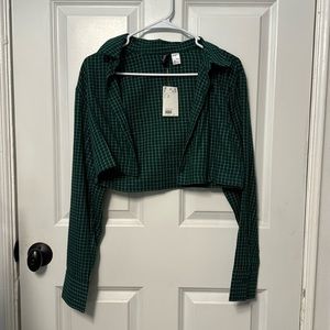 NWT H&M Cropped Flannel Size XS